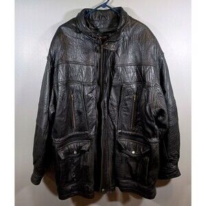 Tannery West Bomber Mens Black Leather Zip Heavy Zip Utility Thinsulate Lined XL